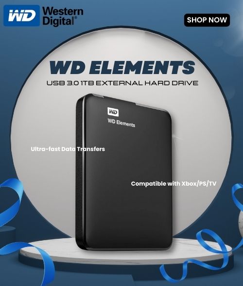 Western Digital WD Elements USB 3.0 1TB External Hard Drive